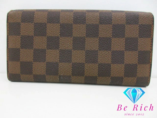 ルイ ヴィトン LOUIS VUITTON 二つ折り財布 長財布 ダミエ ポルト フォイユ サラ N61734 エベヌ 茶 ブラウン LV ロゴ ロング ウォレット 【中古】【送料無料】 bs3736