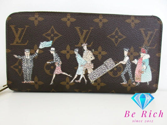 ルイ ヴィトン LOUIS VUITTON 二つ折り財布 長財布 モノグラム イリュストレ ジッピー ウォレット M60291 ローズ 茶 ブラウン LV ロゴ ラウンド ファスナー ロング  【中古】【送料無料】 bs3739