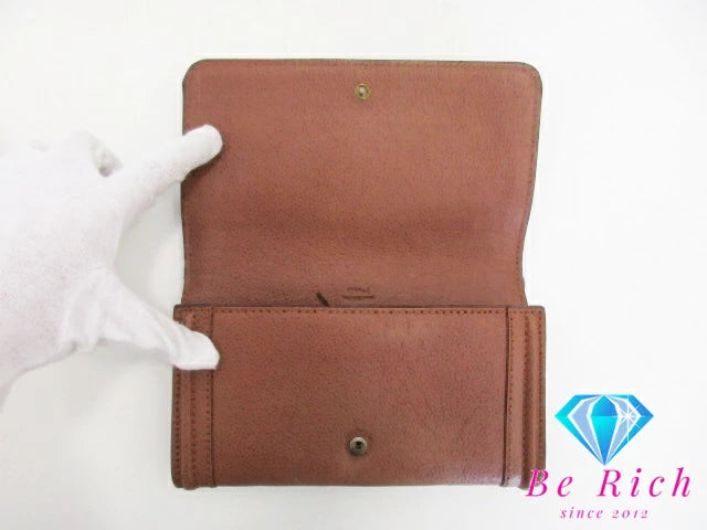 クロエ Chloe 二つ折り財布 長財布 3P0389 パラティ 茶 ブラウン レザー ロゴ ロング ウォレット  【中古】【送料無料】 bs3741
