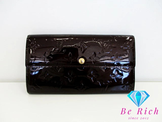ルイ ヴィトン LOUIS VUITTON 二つ折り財布 長財布 モノグラム ヴェルニ ポルト フォイユ サラ M93524 アマラント パープル系 紫 パテント レザー LV ロゴ ロング ウォレット 【中古】【送料無料】 bs3750