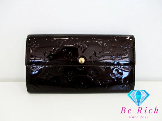 ルイ ヴィトン LOUIS VUITTON 二つ折り財布 長財布 モノグラム ヴェルニ ポルト フォイユ サラ M93524 アマラント パープル系 紫 パテント レザー LV ロゴ ロング ウォレット 【中古】【送料無料】 bs3750