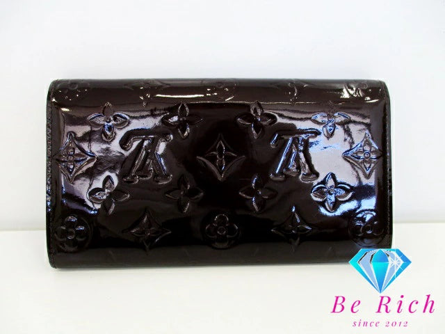 ルイ ヴィトン LOUIS VUITTON 二つ折り財布 長財布 モノグラム ヴェルニ ポルト フォイユ サラ M93524 アマラント パープル系 紫 パテント レザー LV ロゴ ロング ウォレット 【中古】【送料無料】 bs3750