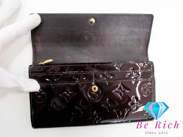 ルイ ヴィトン LOUIS VUITTON 二つ折り財布 長財布 モノグラム ヴェルニ ポルト フォイユ サラ M93524 アマラント パープル系 紫 パテント レザー LV ロゴ ロング ウォレット 【中古】【送料無料】 bs3750