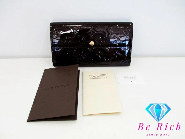 ルイ ヴィトン LOUIS VUITTON 二つ折り財布 長財布 モノグラム ヴェルニ ポルト フォイユ サラ M93524 アマラント パープル系 紫 パテント レザー LV ロゴ ロング ウォレット 【中古】【送料無料】 bs3750