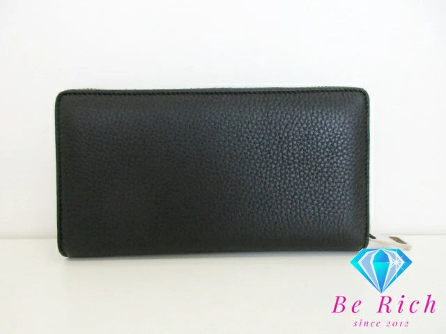 グッチ GUCCI 二つ折り財布 ラウンド ファスナー 長財布 473928 ドリアン 黒 ブラック レザー ロゴ ロング ウォレット 【中古】【送料無料】bs3752