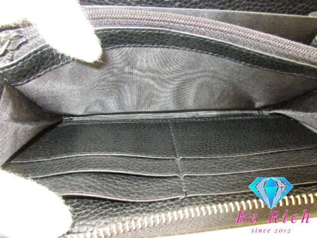 グッチ GUCCI 二つ折り財布 ラウンド ファスナー 長財布 473928 ドリアン 黒 ブラック レザー ロゴ ロング ウォレット 【中古】【送料無料】bs3752