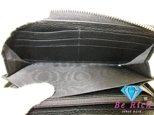 グッチ GUCCI 二つ折り財布 ラウンド ファスナー 長財布 473928 ドリアン 黒 ブラック レザー ロゴ ロング ウォレット 【中古】【送料無料】bs3752