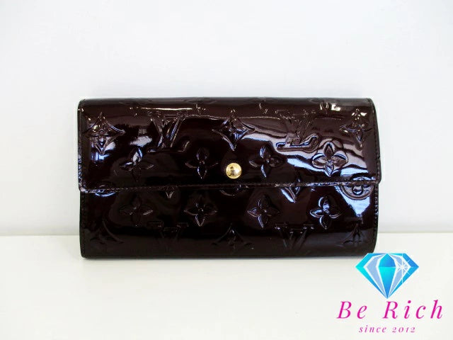 ルイ ヴィトン LOUIS VUITTON 二つ折り財布 長財布 モノグラム ヴェルニ ポルト フォイユ サラ M93524 アマラント パープル系 紫 パテント レザー LV ロゴ ロング ウォレット 【中古】【送料無料】 bs3755