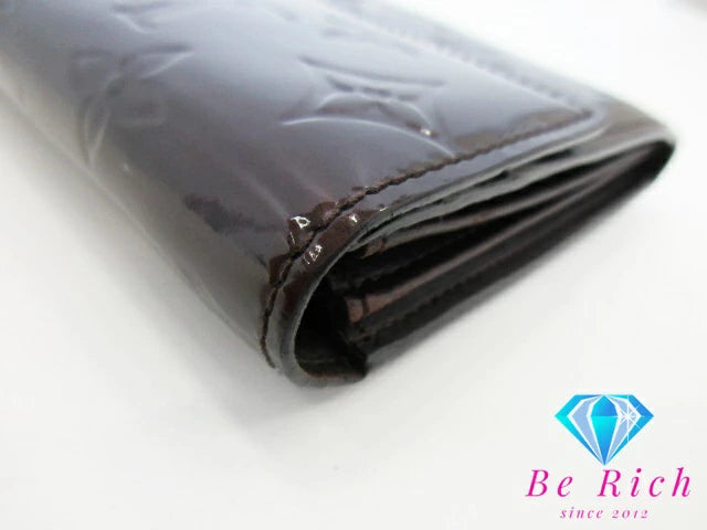 ルイ ヴィトン LOUIS VUITTON 二つ折り財布 長財布 モノグラム ヴェルニ ポルト フォイユ サラ M93524 アマラント パープル系 紫 パテント レザー LV ロゴ ロング ウォレット 【中古】【送料無料】 bs3755