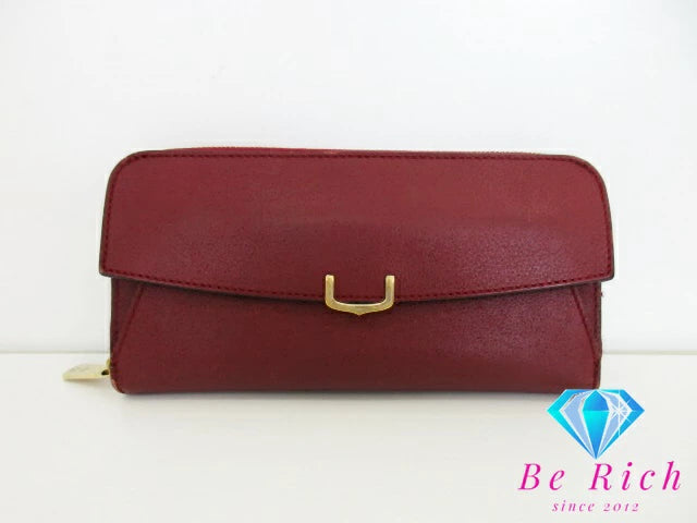 カルティエ Cartier C ドゥ カルティエ ラウンド ファスナー 長財布 CRL3001530 赤 レッド レザー ロゴ 二つ折り財布 ロング ウォレット 【中古】【送料無料】 bs3757