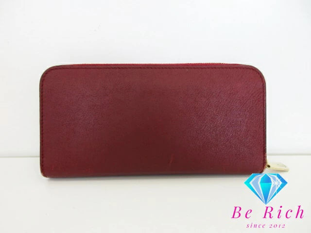 カルティエ Cartier C ドゥ カルティエ ラウンド ファスナー 長財布 CRL3001530 赤 レッド レザー ロゴ 二つ折り財布 ロング ウォレット 【中古】【送料無料】 bs3757