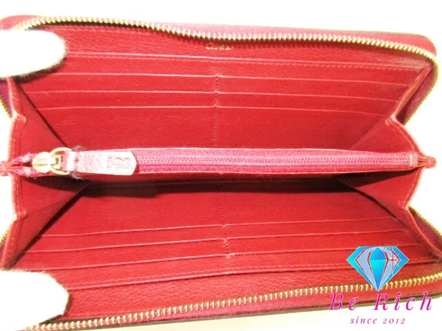 カルティエ Cartier C ドゥ カルティエ ラウンド ファスナー 長財布 CRL3001530 赤 レッド レザー ロゴ 二つ折り財布 ロング ウォレット 【中古】【送料無料】 bs3757