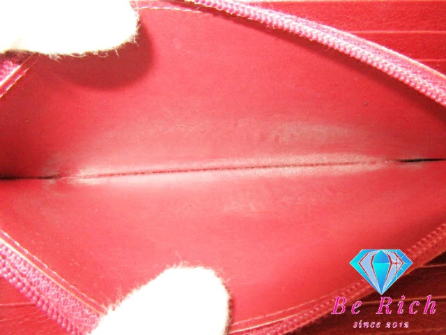 カルティエ Cartier C ドゥ カルティエ ラウンド ファスナー 長財布 CRL3001530 赤 レッド レザー ロゴ 二つ折り財布 ロング ウォレット 【中古】【送料無料】 bs3757