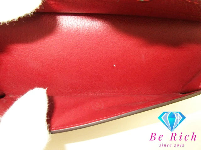 カルティエ Cartier C ドゥ カルティエ ラウンド ファスナー 長財布 CRL3001530 赤 レッド レザー ロゴ 二つ折り財布 ロング ウォレット 【中古】【送料無料】 bs3757