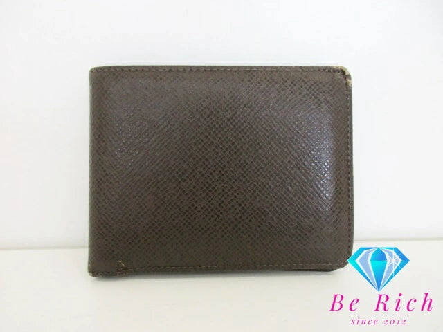 ルイ ヴィトン LOUIS VUITTON メンズ 二つ折り財布 札入れ タイガ ポルト ビエ 6 カルト クレディ M30486 アカジュー 茶 ブラウン LV ロゴ コンパクト ウォレット 小銭入れなし 【中古】【送料無料】 bs3758