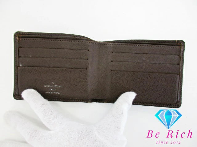 ルイ ヴィトン LOUIS VUITTON メンズ 二つ折り財布 札入れ タイガ ポルト ビエ 6 カルト クレディ M30486 アカジュー 茶 ブラウン LV ロゴ コンパクト ウォレット 小銭入れなし 【中古】【送料無料】 bs3758