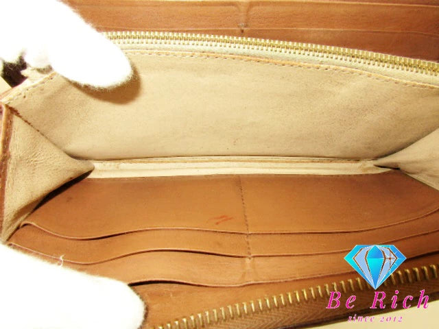 ボッテガ ヴェネタ BOTTEGA VENETA ラウンド ファスナー 長財布 イントレチャート レザー ゴールド ロゴ 二つ折り財布 ロング ウォレット 【中古】【送料無料】bs3759