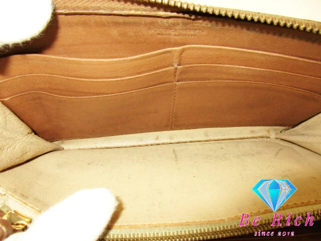 ボッテガ ヴェネタ BOTTEGA VENETA ラウンド ファスナー 長財布 イントレチャート レザー ゴールド ロゴ 二つ折り財布 ロング ウォレット 【中古】【送料無料】bs3759