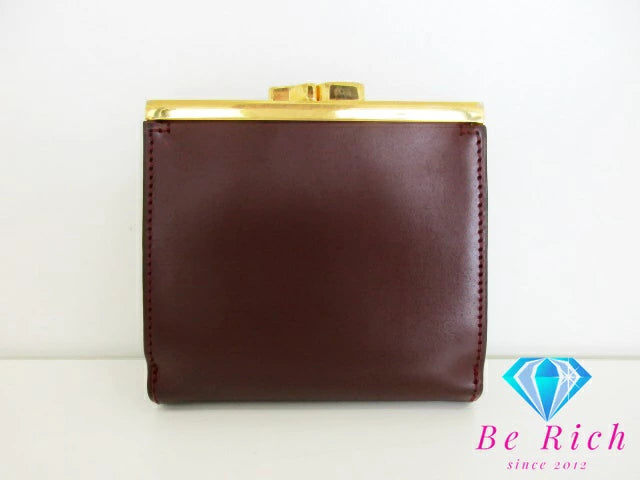 Cartier 三つ折り財布 がま口 小銭入れ マスト ドゥ カルティエ L3000039 ボルドー レザー ロゴ 二つ折り財布 コンパクト ウォレット  【中古】【送料無料】 bs3762