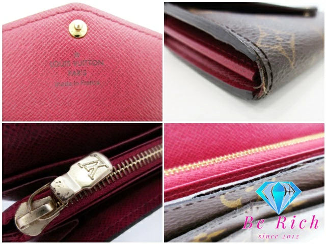 ルイ ヴィトン LOUIS VUITTON 二つ折り財布 長財布 モノグラム ポルトフォイユ サラ M62234 フューシャ LV ロゴ ロング ウォレット 【中古】【送料無料】 bs3765