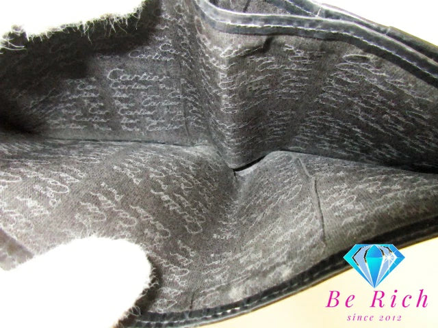 カルティエ Cartier メンズ 二つ折り財布 パシャ 黒 ブラック レザー ロゴ コンパクト ウォレット 【中古】【送料無料】 bs3769
