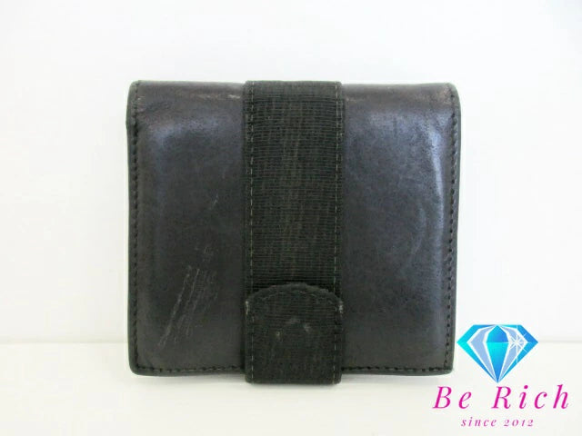 サルヴァトーレ フェラガモ Salvatore Ferragamo 二つ折り財布 22 3053 ヴァラ 黒 ブラック レザー コンパクト ウォレット  【中古】【送料無料】bs3671