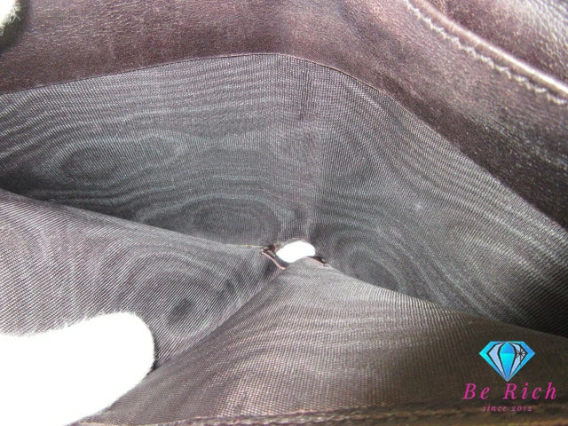 グッチ GUCCI Wホック 二つ折り財布 212090 GG シマ ダーク ブラウン 茶 ロゴ レザー コンパクト ウォレット 【中古】【送料無料】bs3778