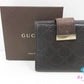 グッチ GUCCI Wホック 二つ折り財布 212090 GG シマ ダーク ブラウン 茶 ロゴ レザー コンパクト ウォレット 【中古】【送料無料】bs3778