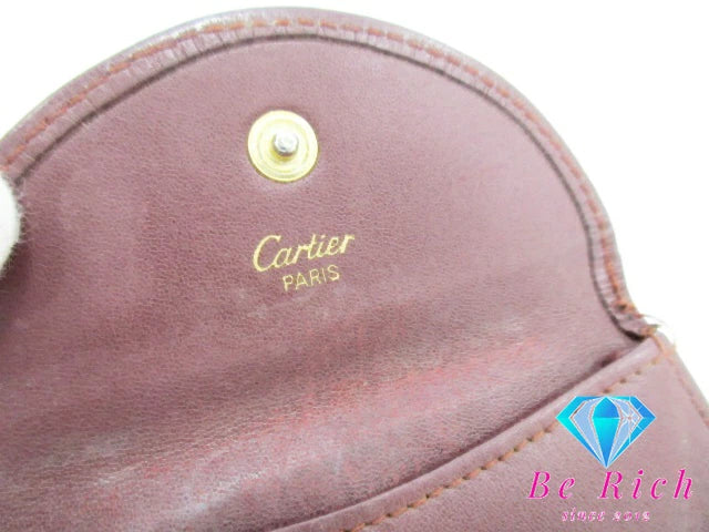 カルティエ Cartier マスト ライン コインケース 小銭入れ ボルドー レザー ロゴ 財布 コンパクト ウォレット  【中古】【送料無料】 bs3787