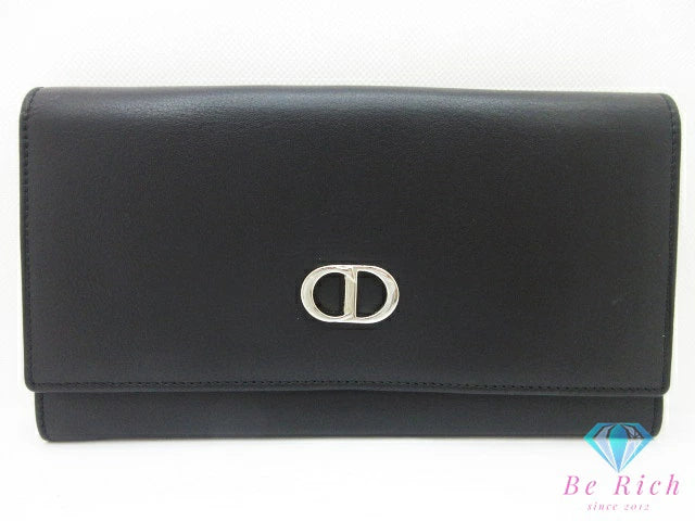 クリスチャン ディオール Christian Dior ダブル フラップ 二つ折り財布 長財布 S5614CBAA CD ロゴ 黒 ブラック レザー ロゴ【中古】【送料無料】 bs3792