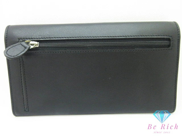 クリスチャン ディオール Christian Dior ダブル フラップ 二つ折り財布 長財布 S5614CBAA CD ロゴ 黒 ブラック レザー ロゴ【中古】【送料無料】 bs3792