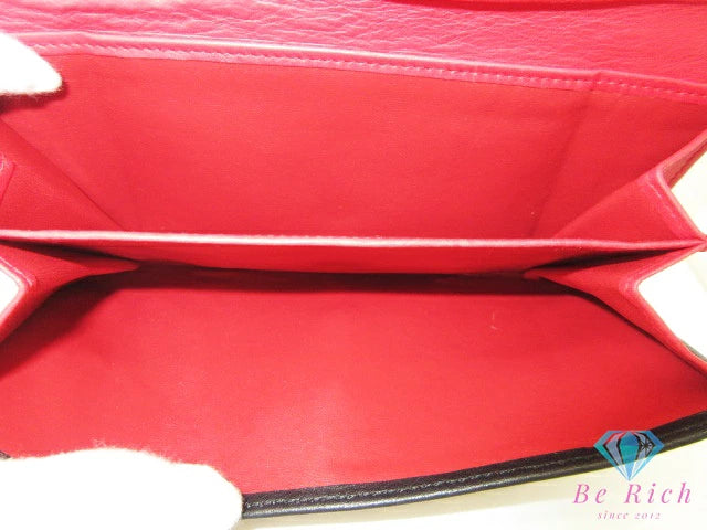 クリスチャン ディオール Christian Dior ダブル フラップ 二つ折り財布 長財布 S5614CBAA CD ロゴ 黒 ブラック レザー ロゴ【中古】【送料無料】 bs3792