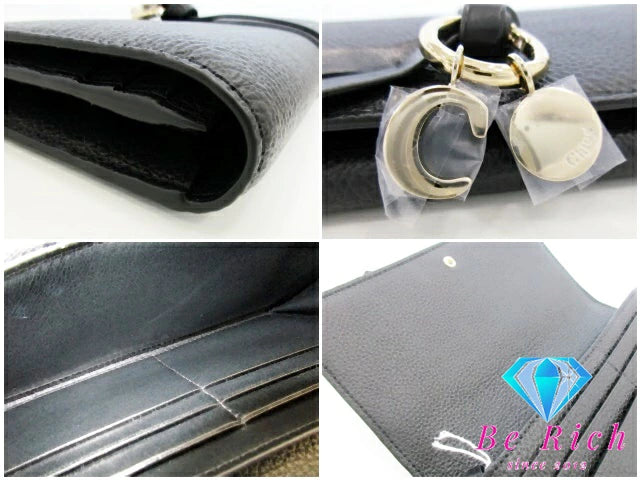 美品 クロエ Chloe Alphabet ウォレット 長財布 CHC21WP942G57 アルファベット 黒 ブラック レザー ロゴ 二つ折り財布 ロング ウォレット  【中古】【送料無料】 bs3803