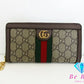 美品 グッチ GUCCI ラウンド ファスナー 長財布 523154 オフィディア GG スプリーム ベージュ シェリー ロゴ 二つ折り財布 ロング ウォレット 【中古】【送料無料】 bs3804