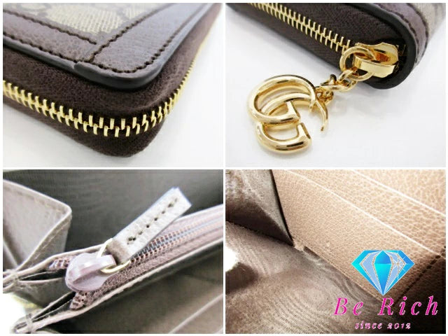 美品 グッチ GUCCI ラウンド ファスナー 長財布 523154 オフィディア GG スプリーム ベージュ シェリー ロゴ 二つ折り財布 ロング ウォレット 【中古】【送料無料】 bs3804