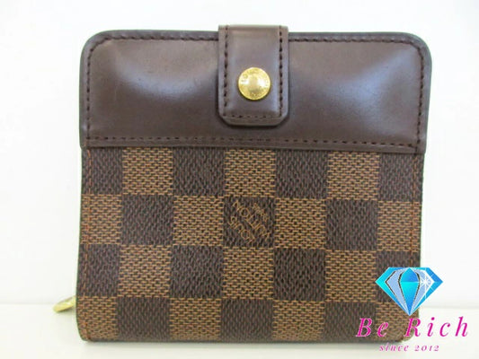 ルイ ヴィトン LOUIS VUITTON 二つ折り財布 ダミエ コンパクト ジップ N61668 エベヌ LV ロゴ ラウンド ファスナー コンパクト ウォレット 【中古】【送料無料】 bs3811