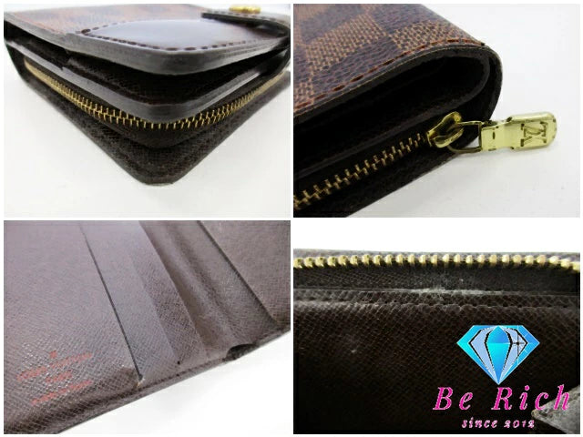 ルイ ヴィトン LOUIS VUITTON 二つ折り財布 ダミエ コンパクト ジップ N61668 エベヌ LV ロゴ ラウンド ファスナー コンパクト ウォレット 【中古】【送料無料】 bs3811