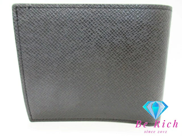 美品 ルイ ヴィトン LOUIS VUITTON メンズ 二つ折り財布 M30865 タイガ ポルト フォイユ マルコ NM ノワール 黒 ブラック レザー LV ロゴ コンパクト ウォレット  【中古】【送料無料】 bs3815
