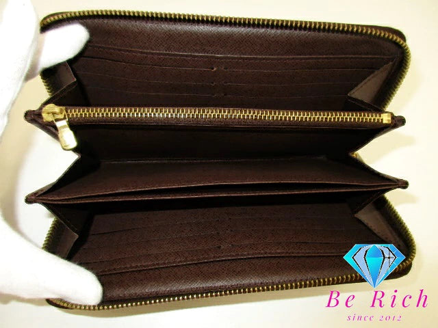 ルイ ヴィトン LOUIS VUITTON 財布 ダミエ ジッピーウォレット N41661 エベヌ ブラウン 茶 PVC レザー 札入れ 小銭入れ ラウンドファスナー 長財布 ロング ウォレット メンズ レディース 【中古】【送料無料】 bs3833