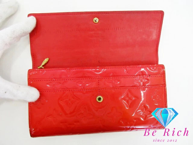 ルイ ヴィトン LOUIS VUITTON 長財布 モノグラム ヴェルニ  ポルト フォイユ サラ M93634 オレンジ サンセット パテント レザー 二つ折り 【中古】【送料無料】 bs3845