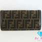フェンディ FENDI 二つ折り財布 長財布 ズッカ 茶 ブラウン キャンバス レザー ズッカ ロゴ ロング ウォレット  【中古】【送料無料】 bs3851