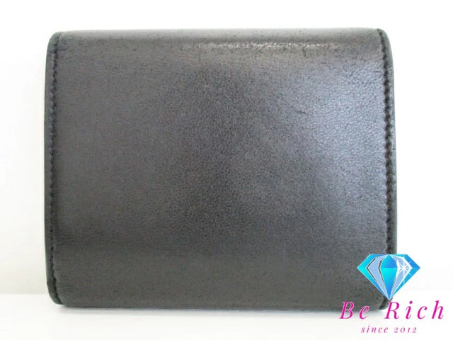 セリーヌ CELINE 三つ折り財布 スモール フラップ ウォレット トリオンフ 10D783 黒 ブラック ロゴ 二つ折り財布 コンパクト ミニ ウォレット  【中古】【送料無料】 bs3862