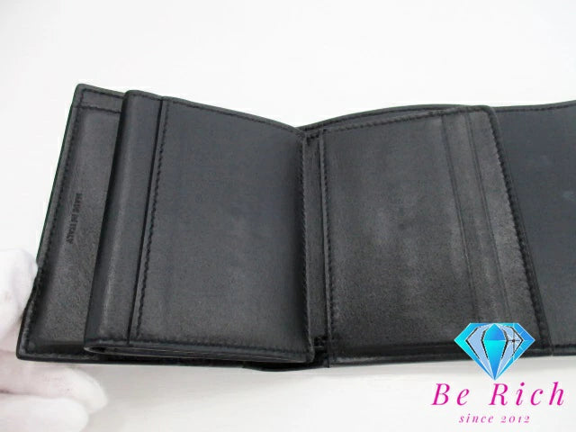 セリーヌ CELINE 三つ折り財布 スモール フラップ ウォレット トリオンフ 10D783 黒 ブラック ロゴ 二つ折り財布 コンパクト ミニ ウォレット  【中古】【送料無料】 bs3862