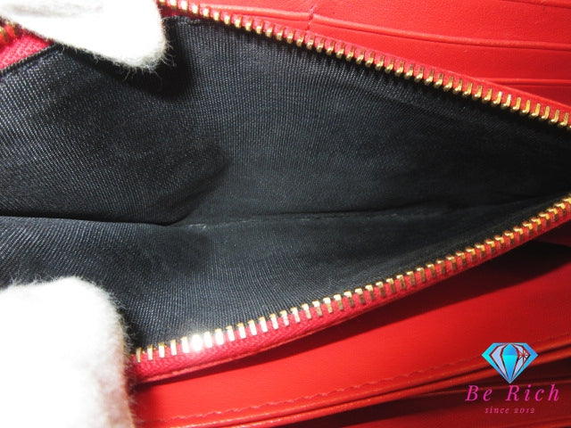 プラダ PRADA ラウンド ファスナー 長財布 1ML506 サフィアーノ レザー 黒 ブラック 赤 レッド バイカラー ロゴ 二つ折り財布 ロング ウォレット 【中古】【送料無料】bs3863