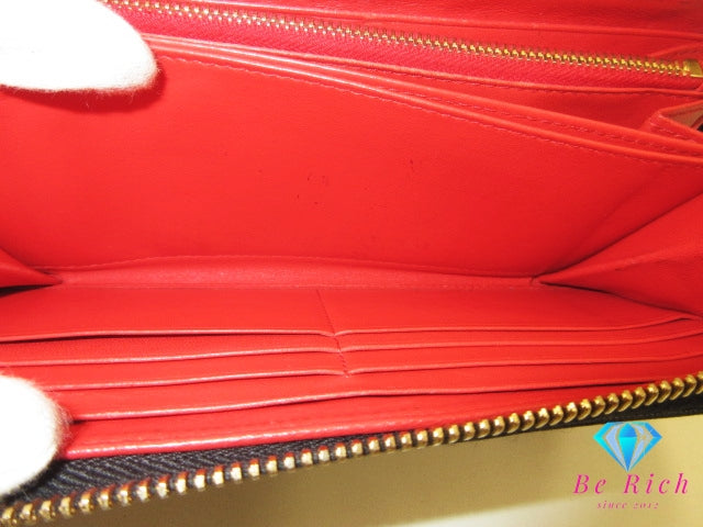 プラダ PRADA ラウンド ファスナー 長財布 1ML506 サフィアーノ レザー 黒 ブラック 赤 レッド バイカラー ロゴ 二つ折り財布 ロング ウォレット 【中古】【送料無料】bs3863