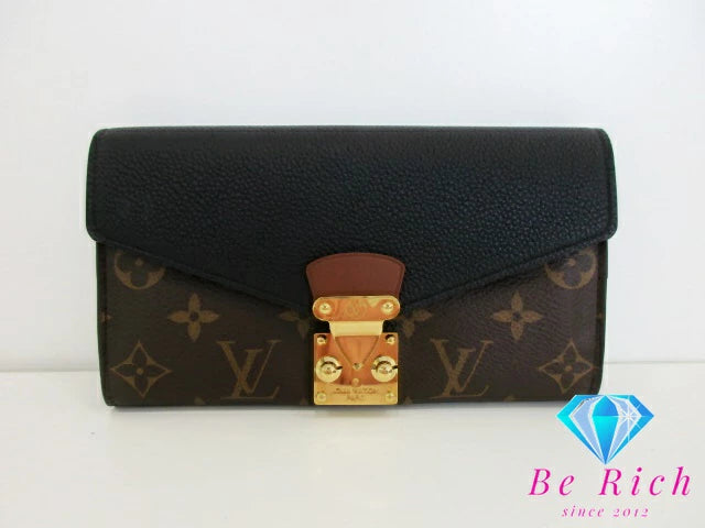 ルイ ヴィトン LOUIS VUITTON 財布 二つ折り 長財布 モノグラム ポルト フォイユ パラス M58415 ノワール ブラック ブラウン 茶 PVC レザー 【中古】【送料無料】 bs3874