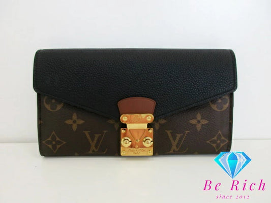 ルイ ヴィトン LOUIS VUITTON 財布 二つ折り 長財布 モノグラム ポルト フォイユ パラス M58415 ノワール ブラック ブラウン 茶 PVC レザー 【中古】【送料無料】 bs3874