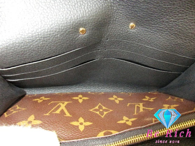 ルイ ヴィトン LOUIS VUITTON 財布 二つ折り 長財布 モノグラム ポルト フォイユ パラス M58415 ノワール ブラック ブラウン 茶 PVC レザー 【中古】【送料無料】 bs3874