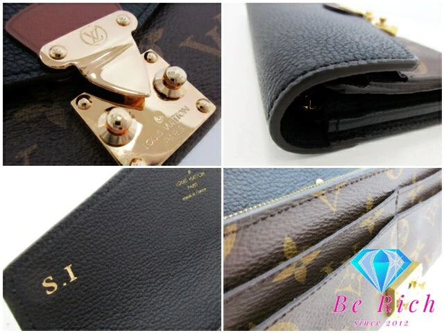 ルイ ヴィトン LOUIS VUITTON 財布 二つ折り 長財布 モノグラム ポルト フォイユ パラス M58415 ノワール ブラック ブラウン 茶 PVC レザー 【中古】【送料無料】 bs3874