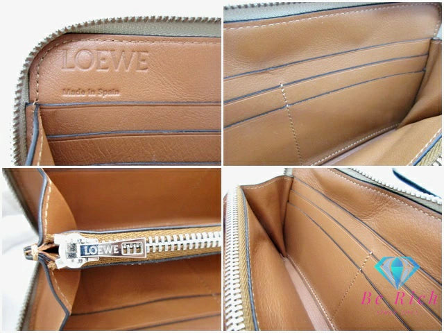 ロエベ LOEWE ジップ アラウンド ウォレット ラウンド ファスナー 長財布 C500T12X03 アナグラム ベージュ ロゴ レザー ロング ウォレット 【中古】【送料無料】bs3878